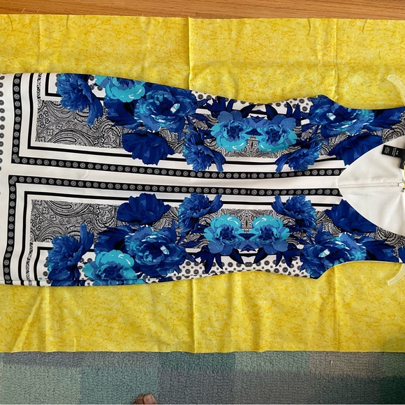 INC International Concepts Blue and Black Floral Pencil dress - Picture 4 of 6